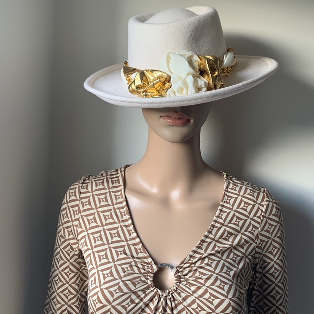 Vintage 100% Wool off/white hat - Picture 5 of 11